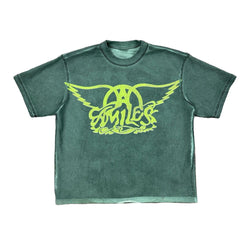 KIY STUDIOS "A.MILES "SLITHER" Grunge Wash Evergreen Reversible Tee