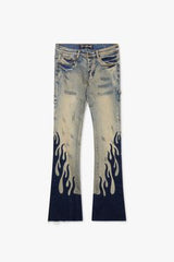 VALABASAS - "FLAME" VINTAGE BLACK STACKED FLARE JEAN