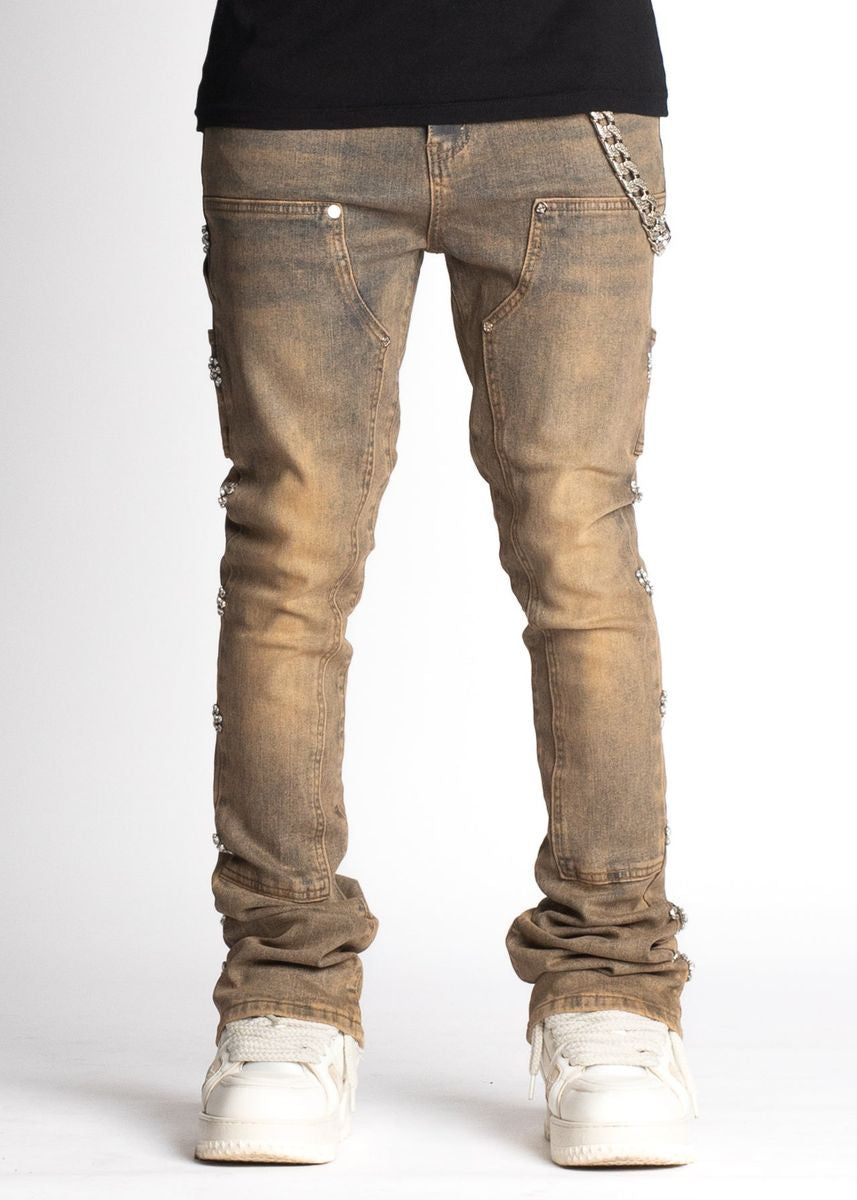 GUAPI - Copper Embellished Stacked Denim