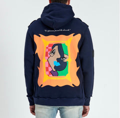 GALA - ABSTRACT HOODIE - NAVY