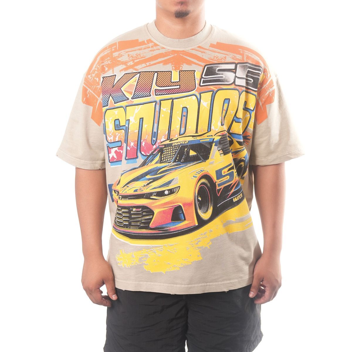 KIY STUDIOS "SUPER SPEEDWAY" Cream Tee