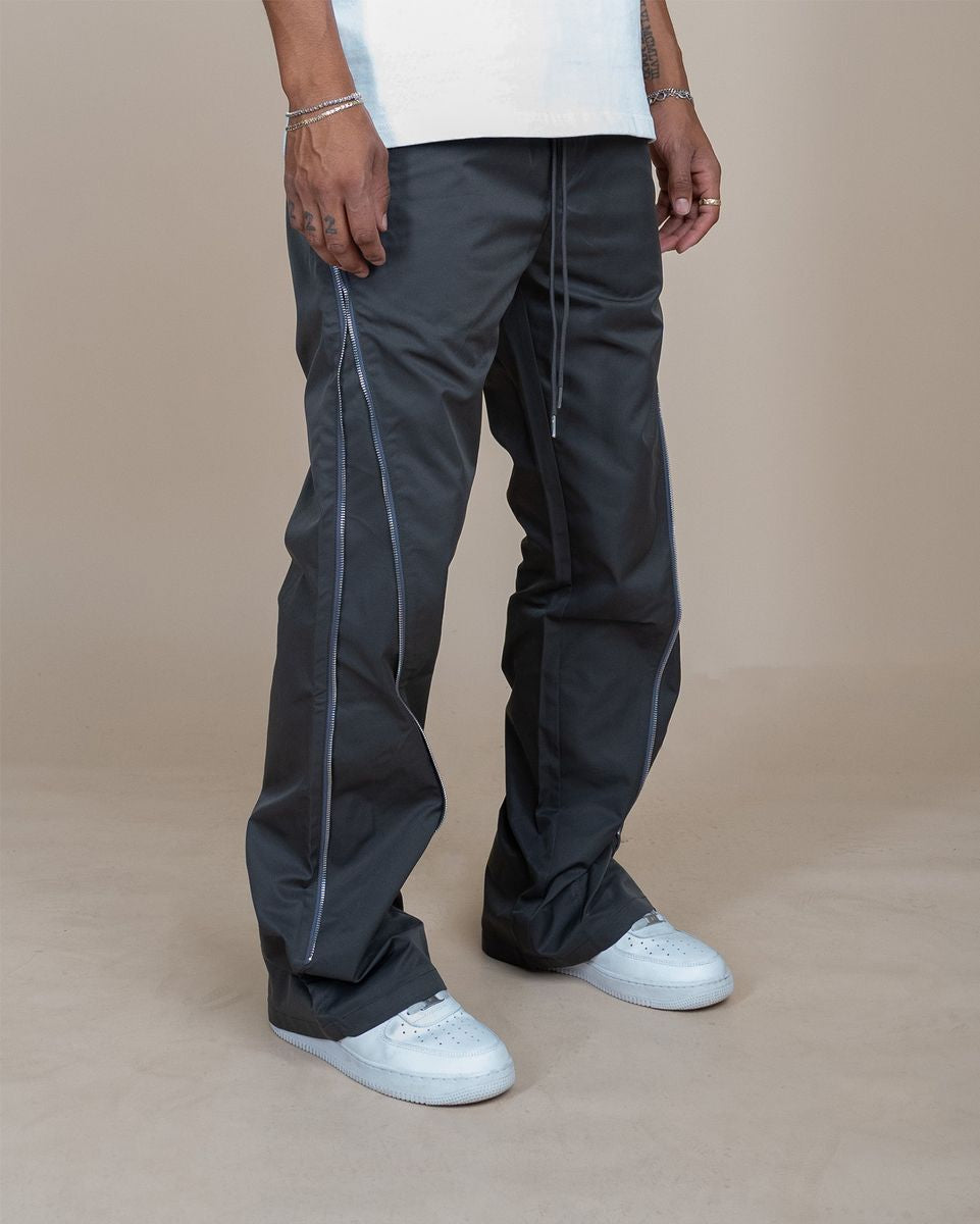 EPTM - NYLON ZIP FLARED PANTS - GREY