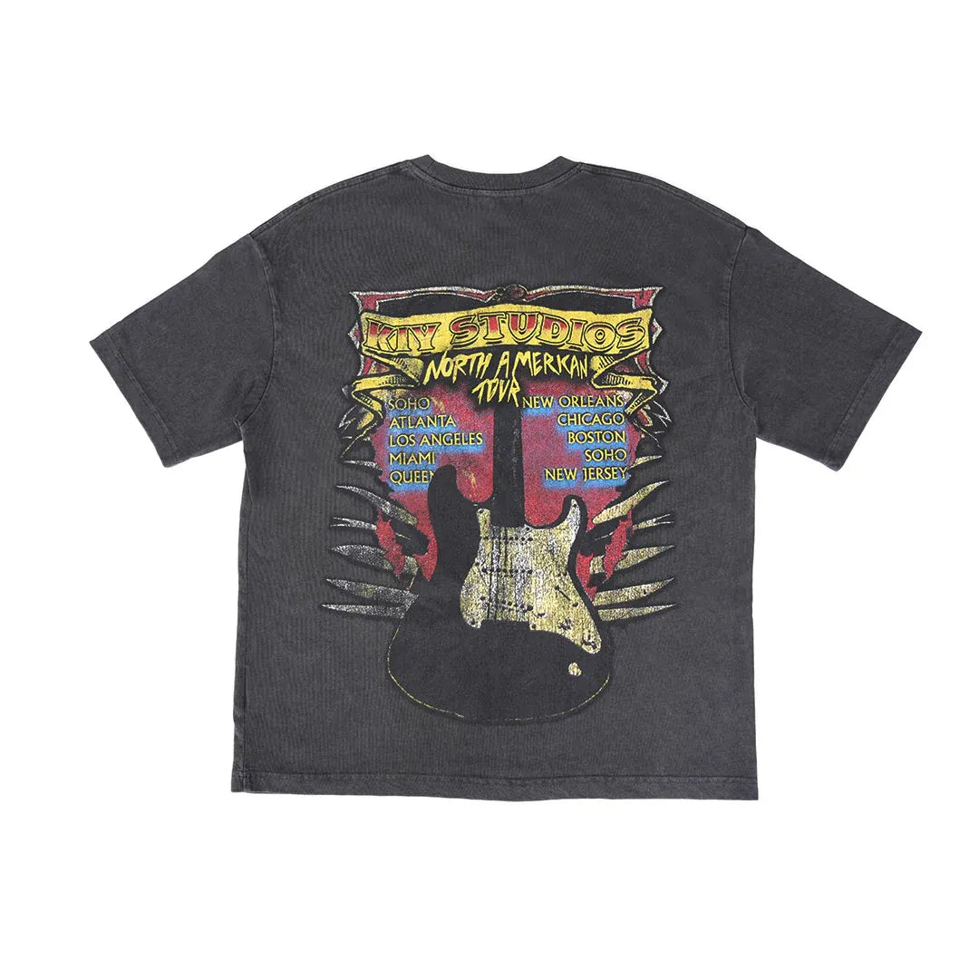 KIY STUDIOS "1991 US TOUR" PIGMENT BLACK T-SHIRT