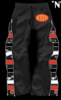 JETLYFE- Nylon Breakaway Joggers Black/Red