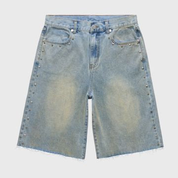 HOMME FEMME - Studded Denim Shorts - LIGHT