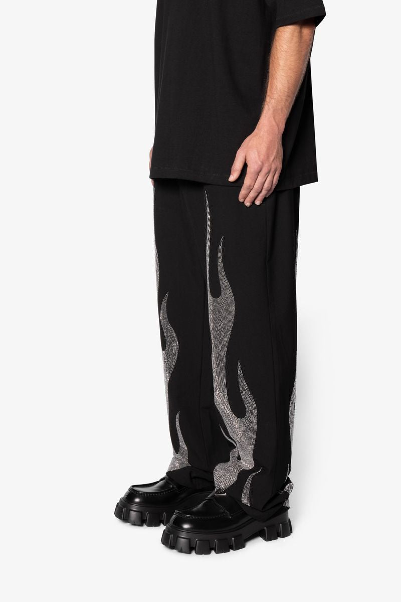 MNML - Ultra Baggy Flame Crystal Pants - Black