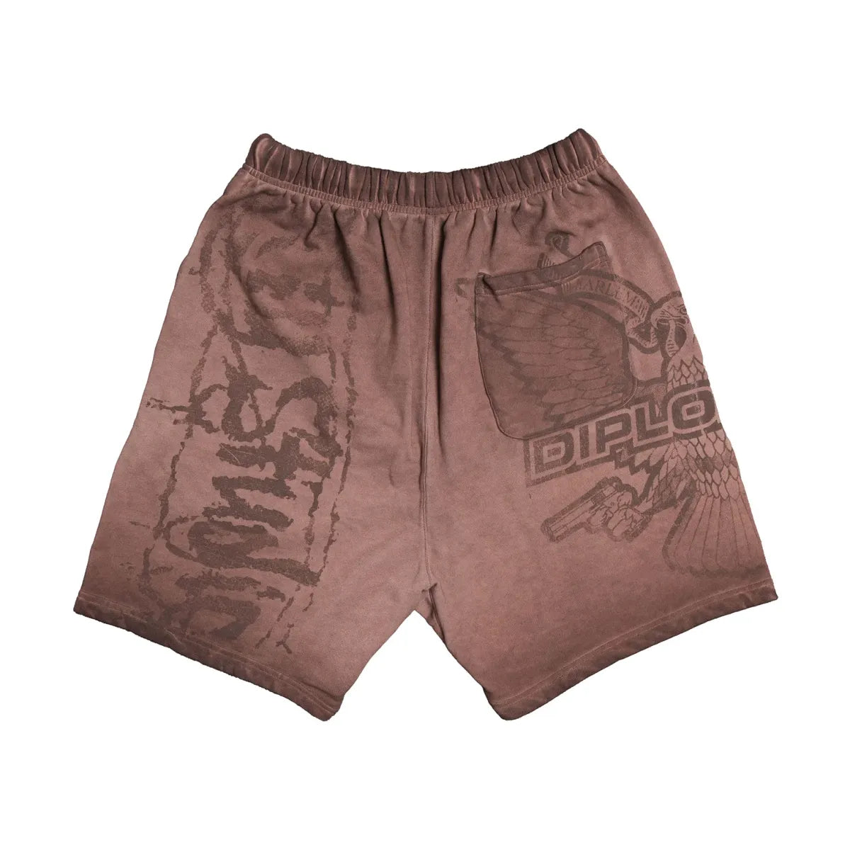 KIY STUDIOS "KIY STUDIOS X DIPSET "THE SET" GRUNGE WASH MOCHA SHORTS