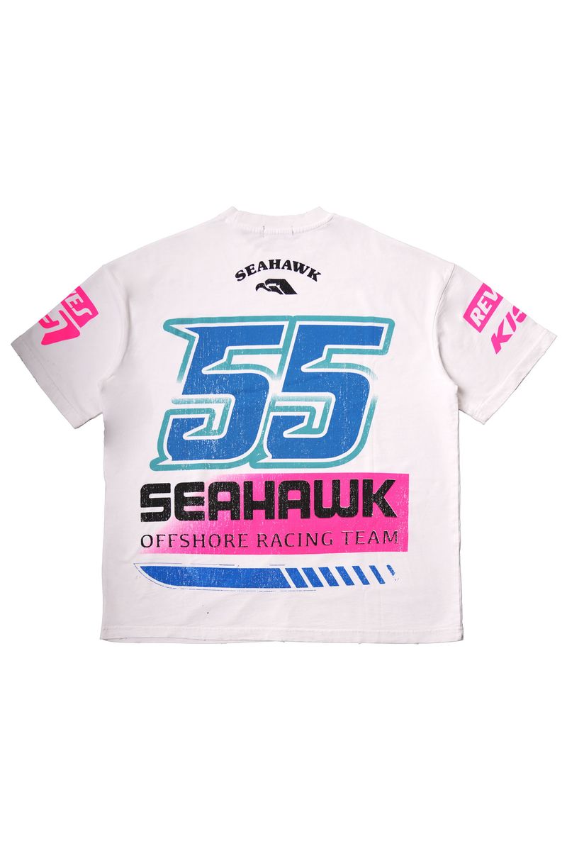 KIY STUDIOS "SEAHAWK" WHITE T-SHIRT