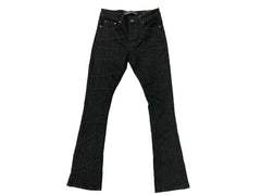 VALABASAS - STREAK” FLARED STACK DENIM - BLACK