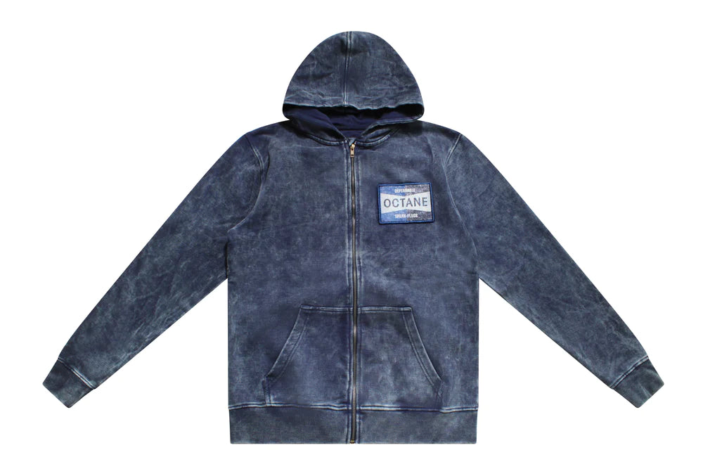 OCTANE SPARK PLUG ZIP UP HOODIE(DENIM WASH)