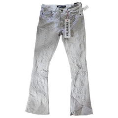 VALABASAS - CHASE" CREAM STACKED FLARE JEAN