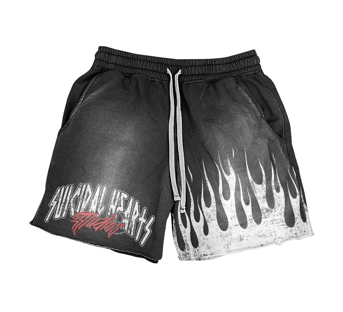 SUICIDAL HEARTS - SUICIDAL HEARTS STUDIOS SHORTS - BLACK