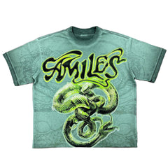 KIY STUDIOS "A.MILES "SLITHER" Grunge Wash Evergreen Reversible Tee