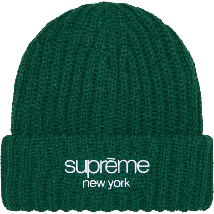 Supreme Classic Logo Chunky Ribbed Beanie (FW24) Dark Green (CJ)