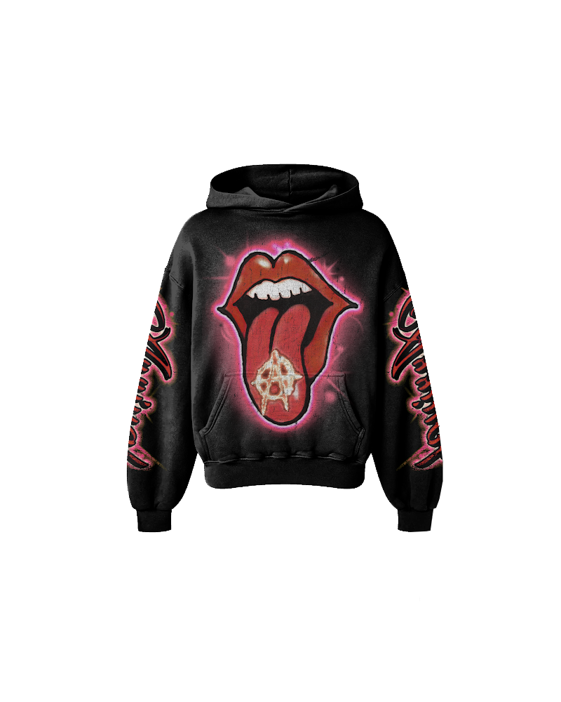 ARRIVAL - BLACK LIPS PULLOVER HOODIE