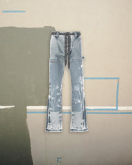LIFTED ANCHORS- VENUS" FLORAL STACKED DENIM FLARES - BLUE