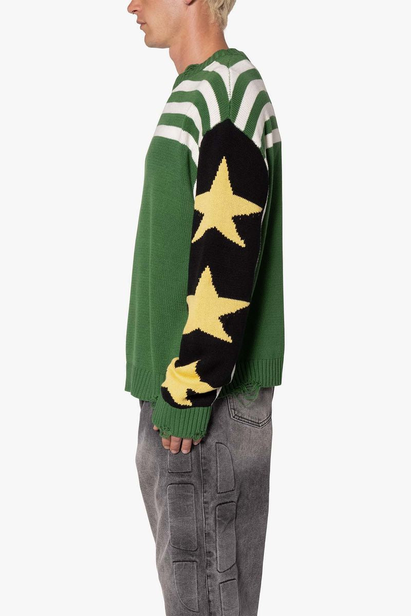 MNML - Star Knit Distressed Crewneck Sweater