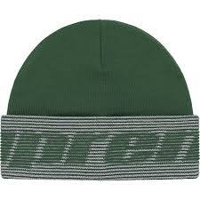 Supreme Reflective Jacquard Beanie (Dark Green) (CJ)