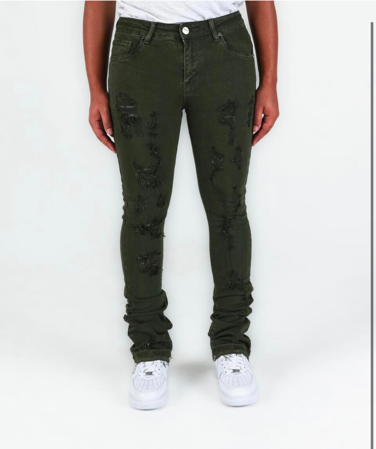 PHEELINGS - "NOW OR NEVER" FLARE STACK DENIM - ARMY
